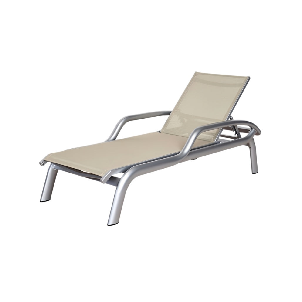 **Technische titel in het Nederlands: Luxe Aluminium Ligstoel met Comfortabele Stoffering**