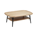 **Technische titel in het Nederlands:** Modern houten salontafel met onderblad en zwarte poten