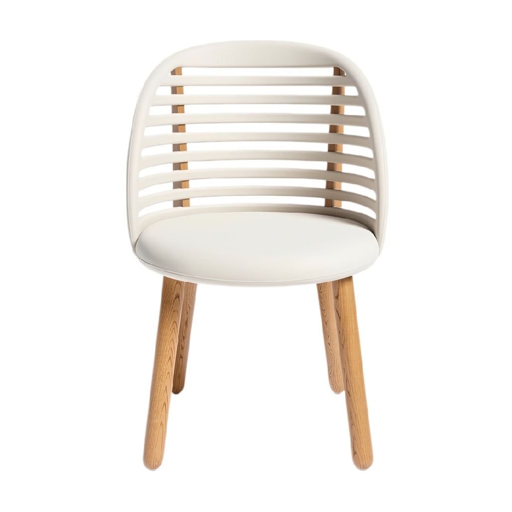 Moderne Stoel met Houten Poten en Gestreept Ontwerp